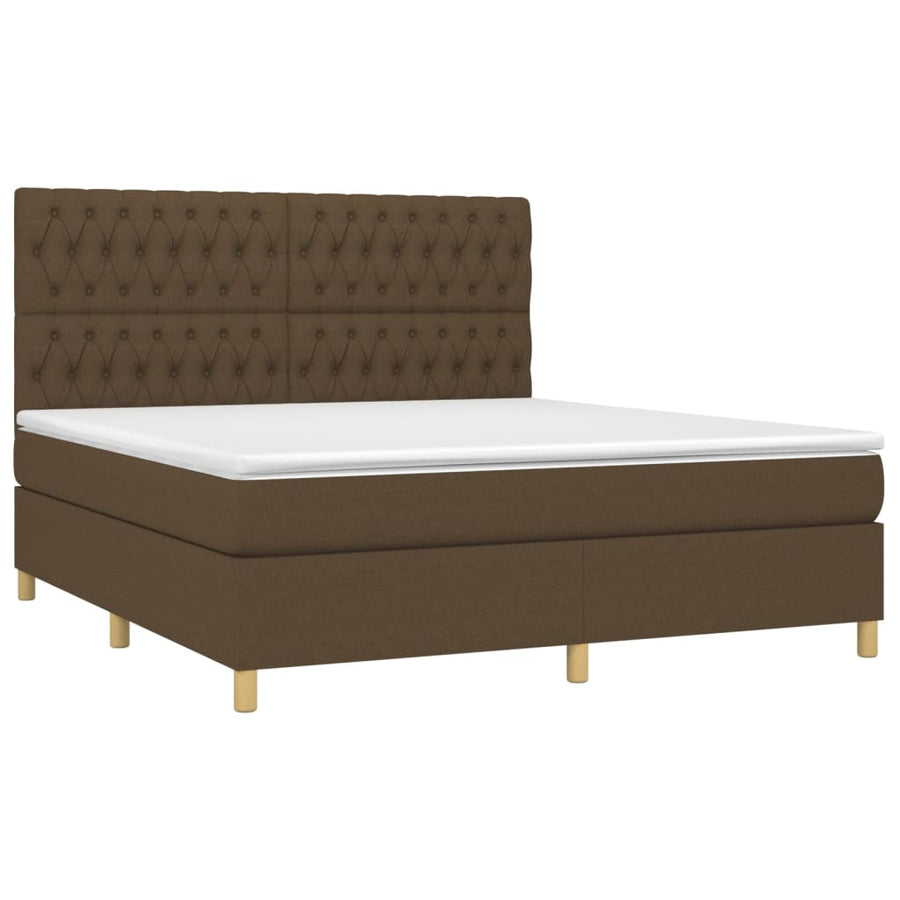 Boxspring Met Matras Stof Donkerbruin 180X200 Cm