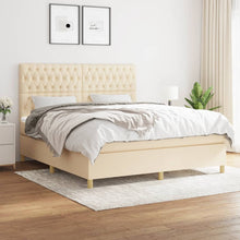 Boxspring Met Matras Stof Crèmekleurig 180X200 Cm 180 x 200 cm Getuft ontwerp