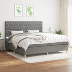 Boxspring Met Matras Stof Donkergrijs 200 x 200 cm Getuft ontwerp