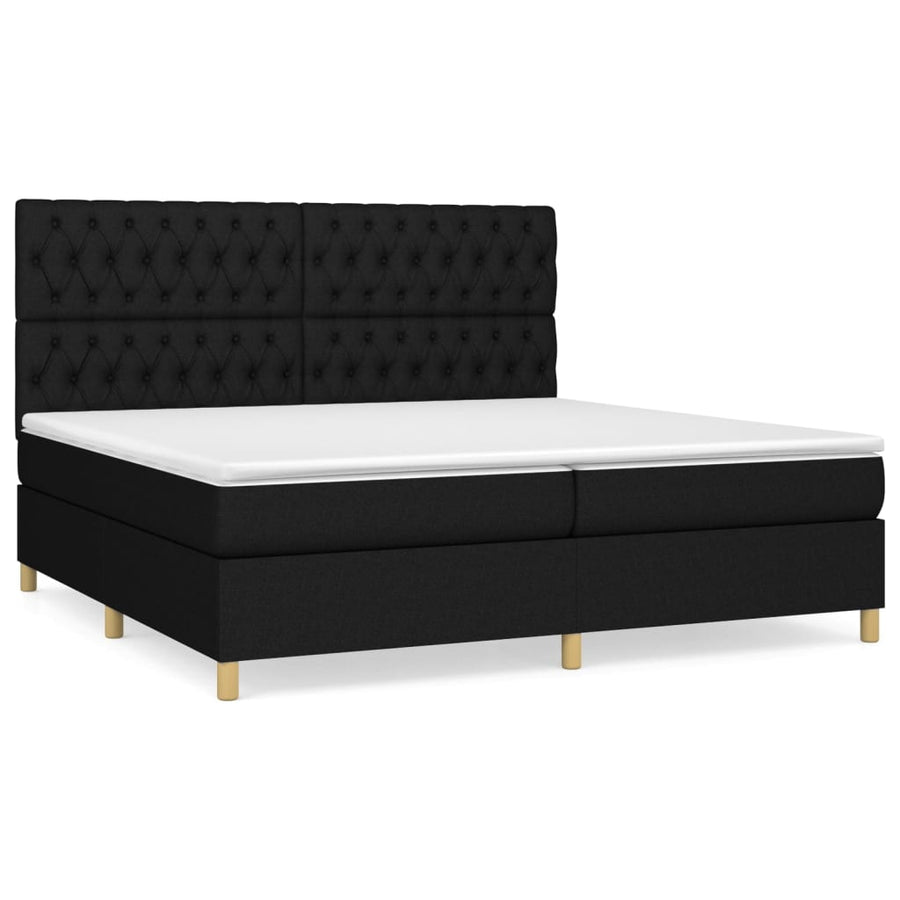 Boxspring Met Matras Stof Zwart 200 x 200 cm Getuft ontwerp