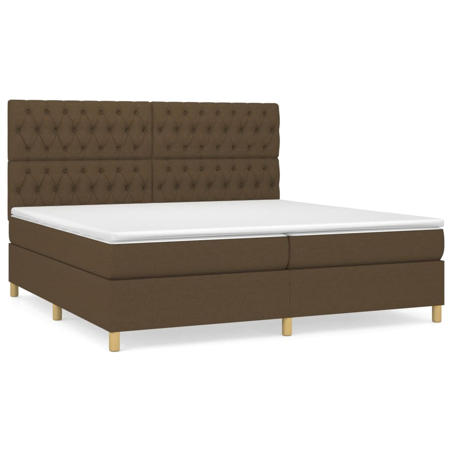 Boxspring Met Matras Stof Donkerbruin 200 x 200 cm Getuft ontwerp
