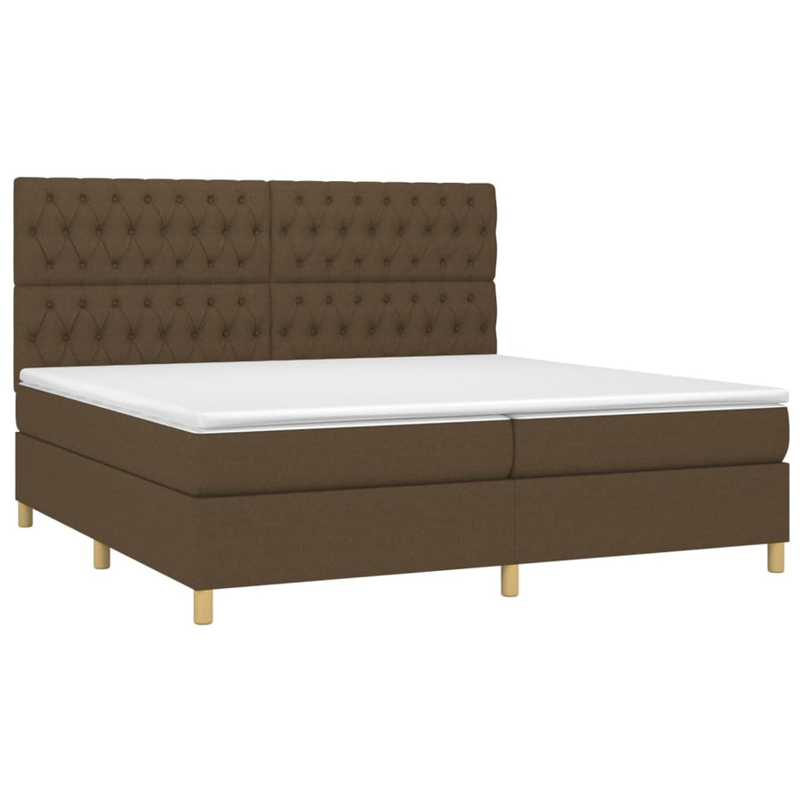 Boxspring Met Matras Stof Donkerbruin 200 x 200 cm Getuft ontwerp