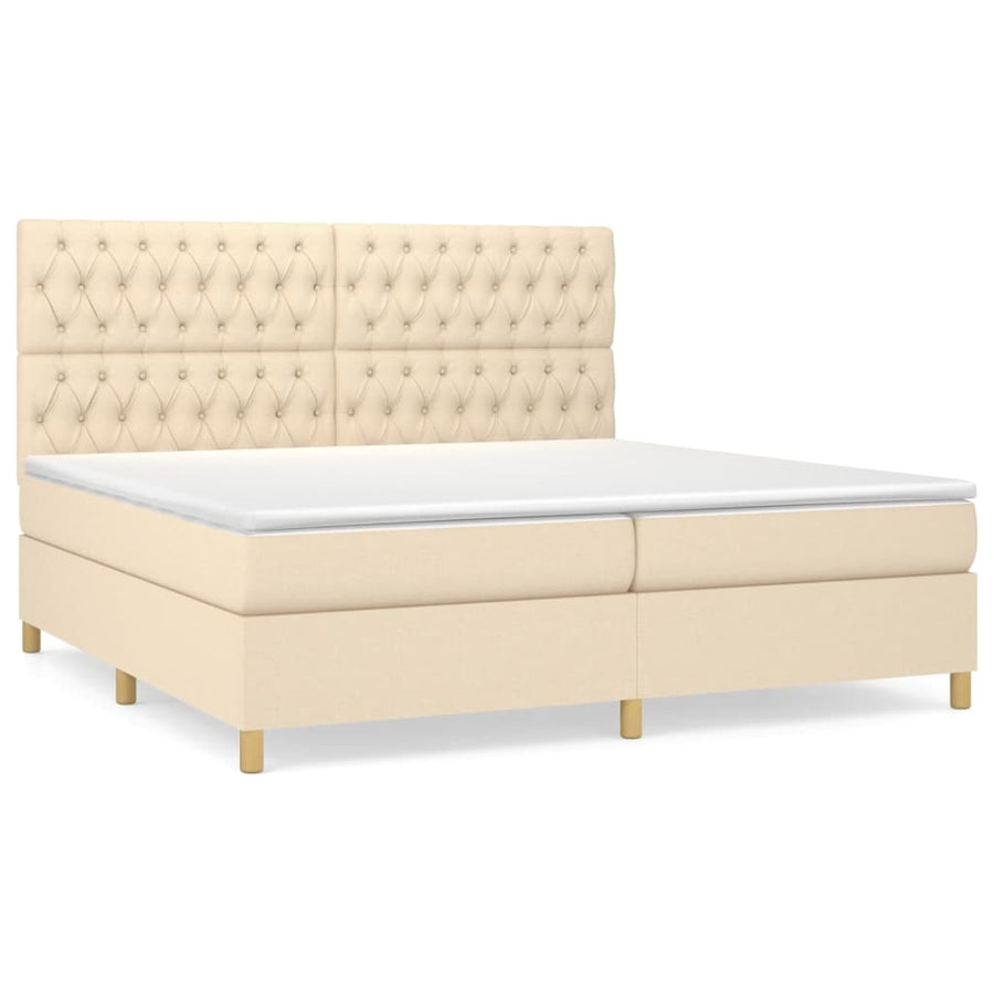 Boxspring Met Matras Stof Kleurig Crème 200 x 200 cm Getuft ontwerp