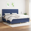 Boxspring met matras stof blauw 200x200 cm