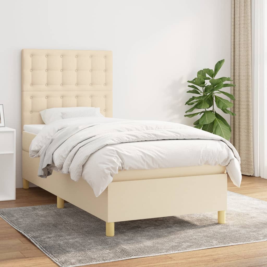 Boxspring met matras stof crèmekleurig 80x200 cm