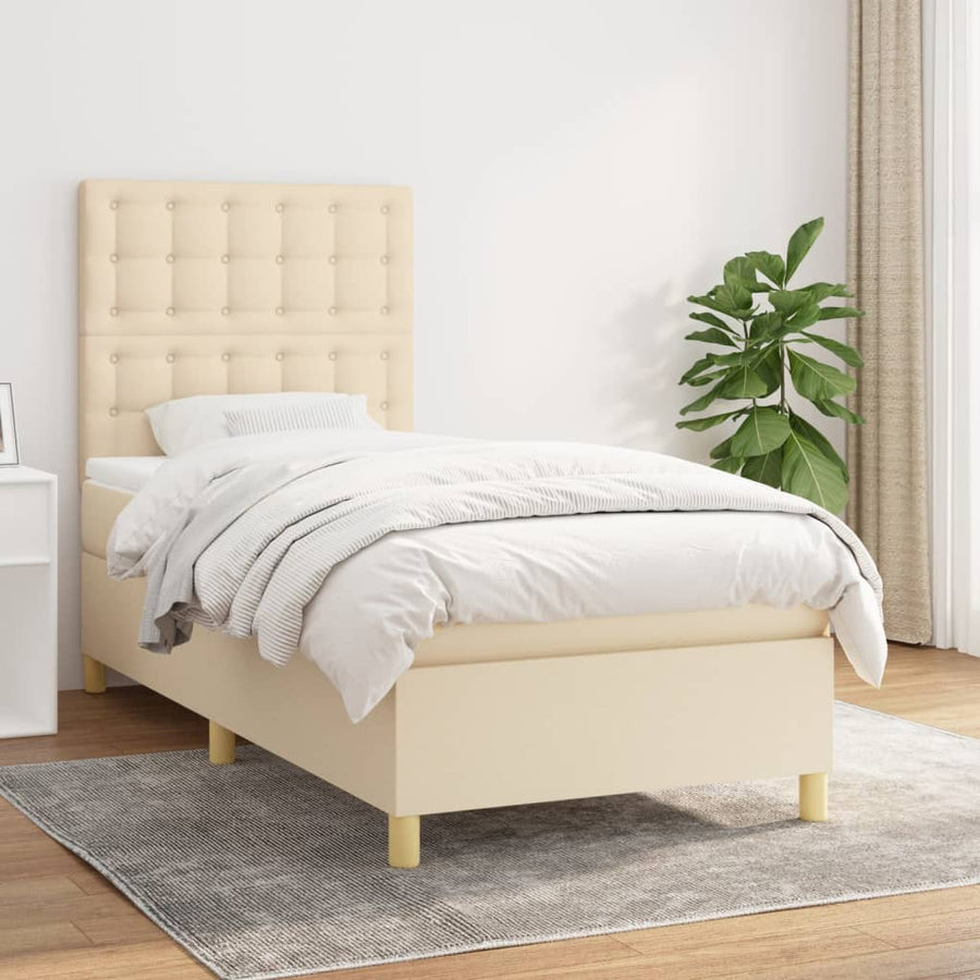 Boxspring met matras stof crèmekleurig 80x200 cm