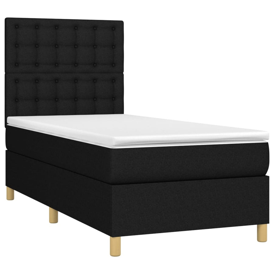 Boxspring met matras stof zwart 90x190 cm