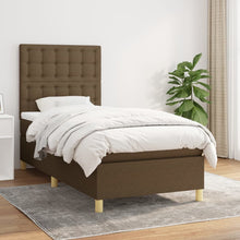 Boxspring Met Matras Stof Donkerbruin 90 x 190 cm Knopen