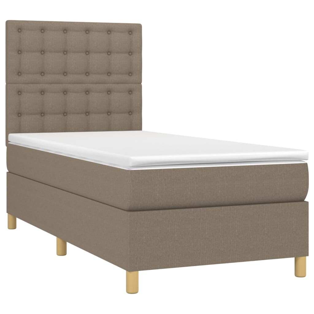 Boxspring met matras stof taupe 90x190 cm