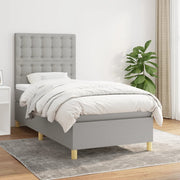 Box spring with mattress light gray fabric 90x200 cm