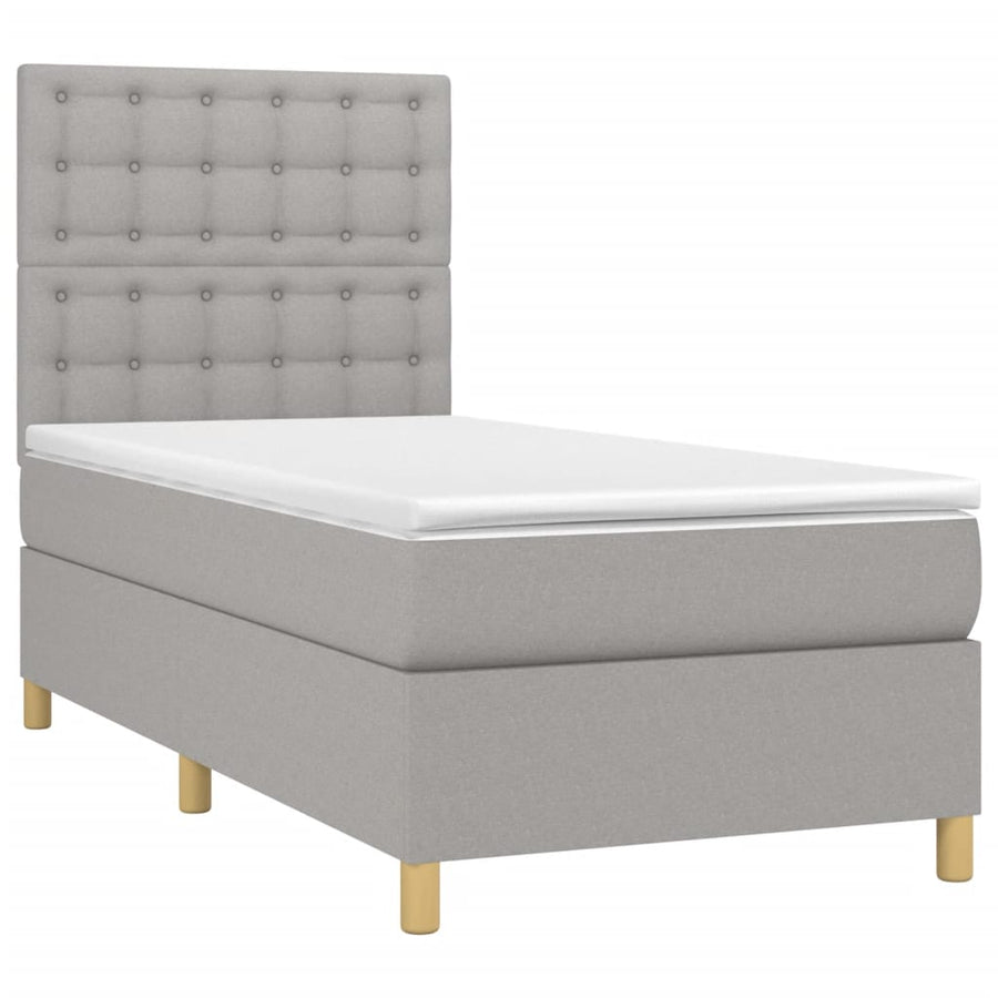 Boxspring Met Matras Stof Lichtgrijs 100 x 200 cm Knopen