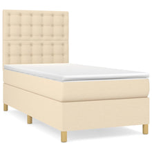 Boxspring met matras stof crèmekleurig 100x200 cm 100 x 200 cm Crème