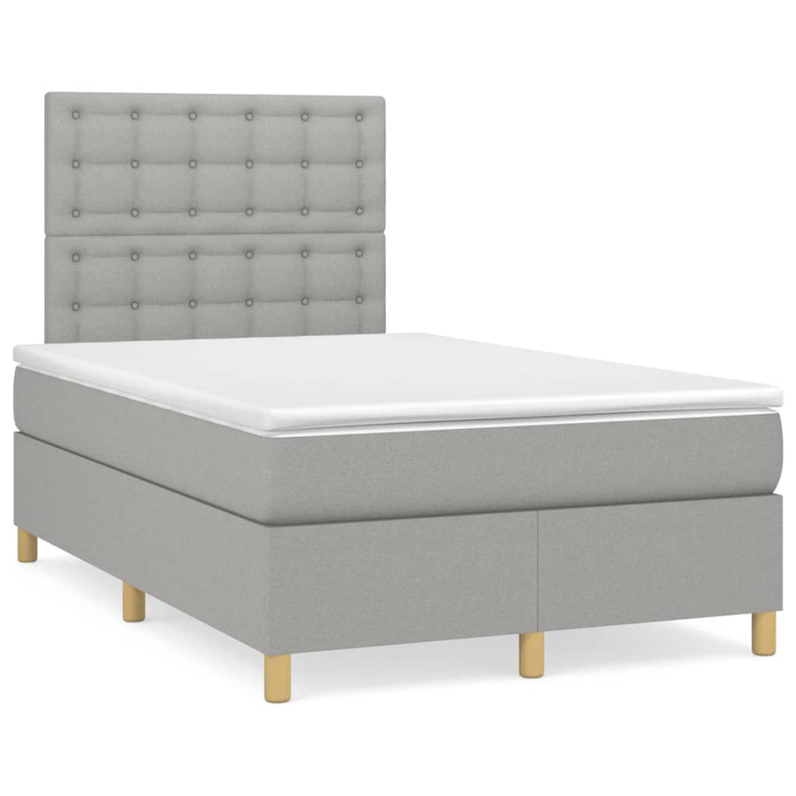Boxspring Met Matras Stof Lichtgrijs 120 x 200 cm Knopen