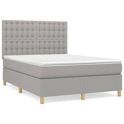 Boxspring Met Matras Stof Lichtgrijs 140 x 190 cm Knopen