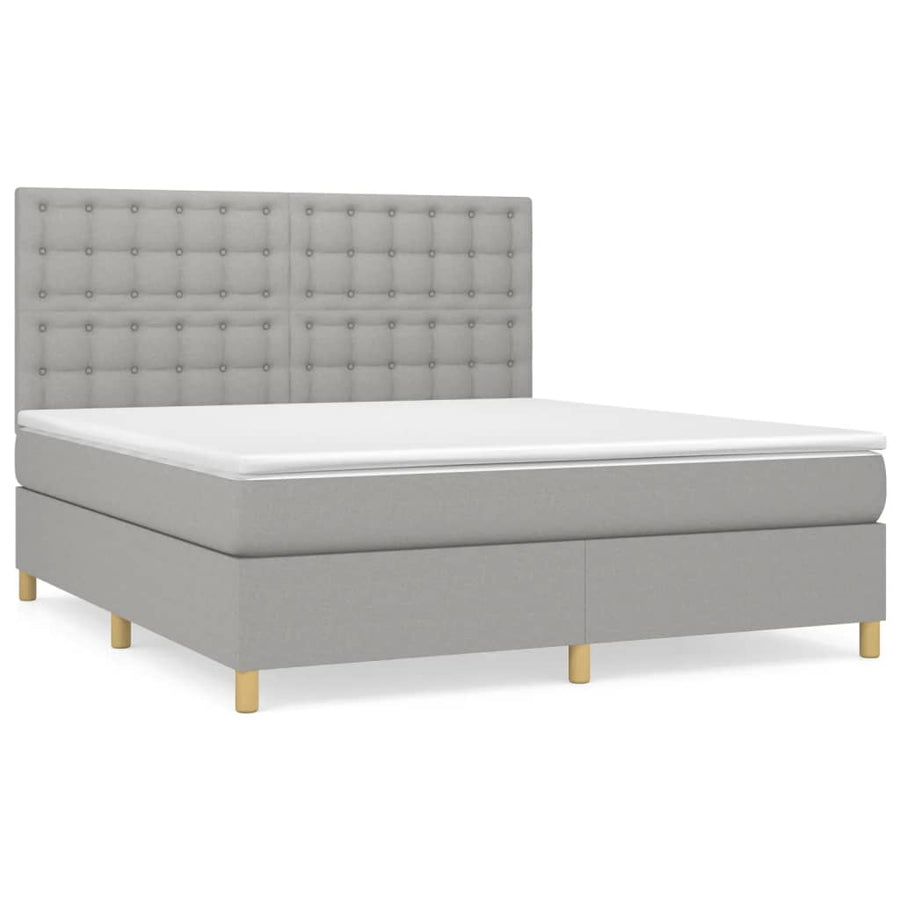 Boxspring Met Matras Stof Lichtgrijs 160 x 200 cm Knopen