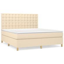 Boxspring Met Matras Stof Kleurig Crème 160 x 200 cm Knopen