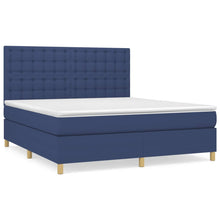 Boxspring Met Matras Stof Blauw 160 x 200 cm Knopen