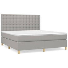 Boxspring Met Matras Stof Lichtgrijs 180X200 Cm Lichtgrijs 180 x 200 cm Knopen