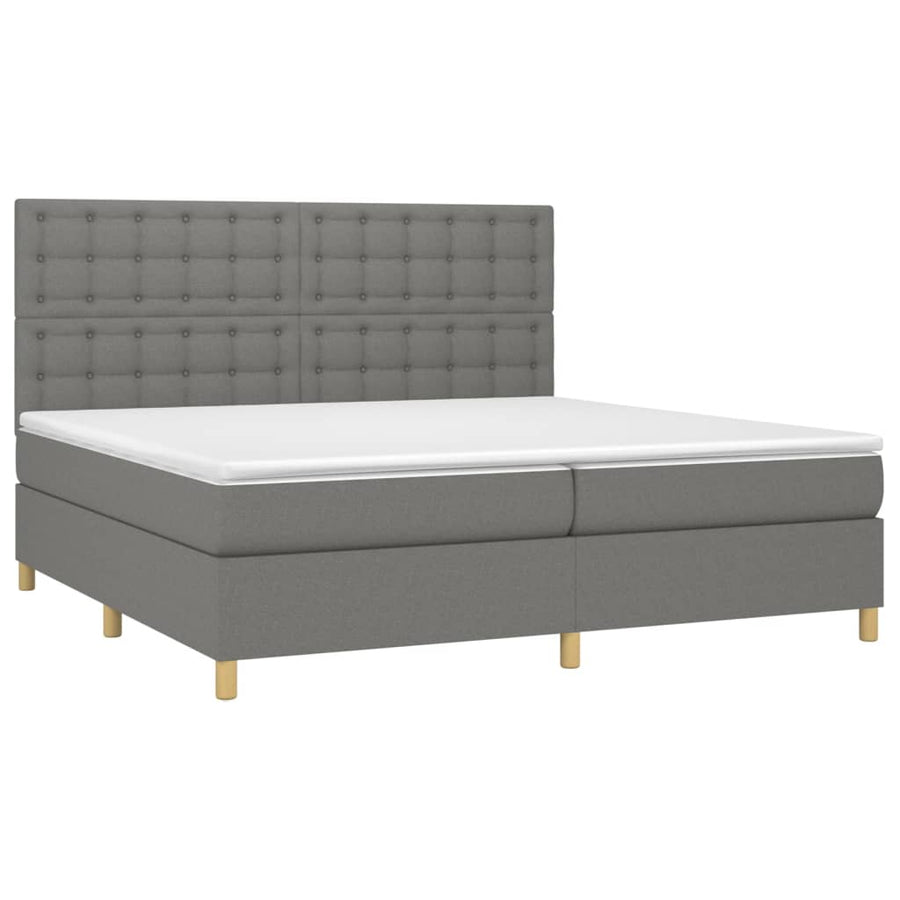 Boxspring Met Matras Stof Donkergrijs 200 x 200 cm Knopen