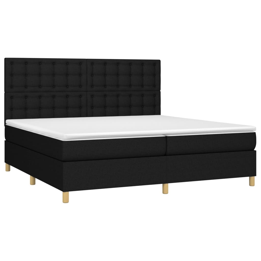 Boxspring Met Matras Stof Zwart 200 x 200 cm Knopen