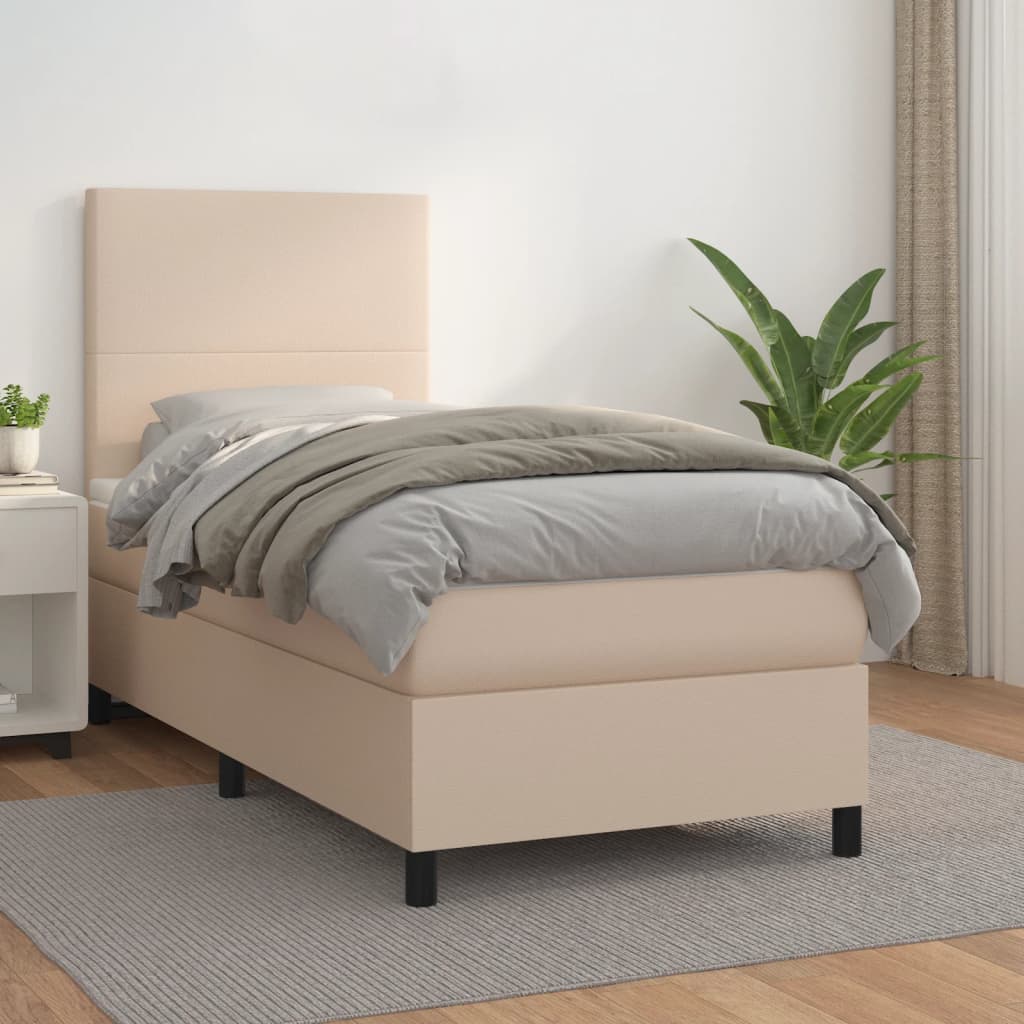Boxspring met matras kunstleer cappuccinokleurig 80x200 cm