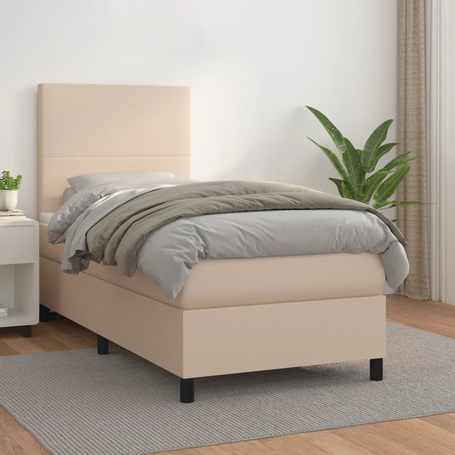 Boxspring met matras kunstleer cappuccinokleurig 80x200 cm