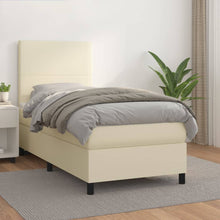 Boxspring Met Matras Kunstleer Crèmekleurig 90X200 Cm 90 x 200 cm Effen ontwerp