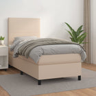 Boxspring met matras kunstleer cappuccinokleurig 100x200 cm 100 x 200 cm Effen ontwerp