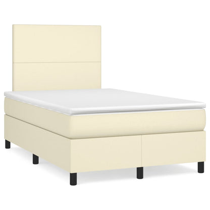 Boxspring Met Matras Kunstleer Kleurig Crème 120 x 200 cm
