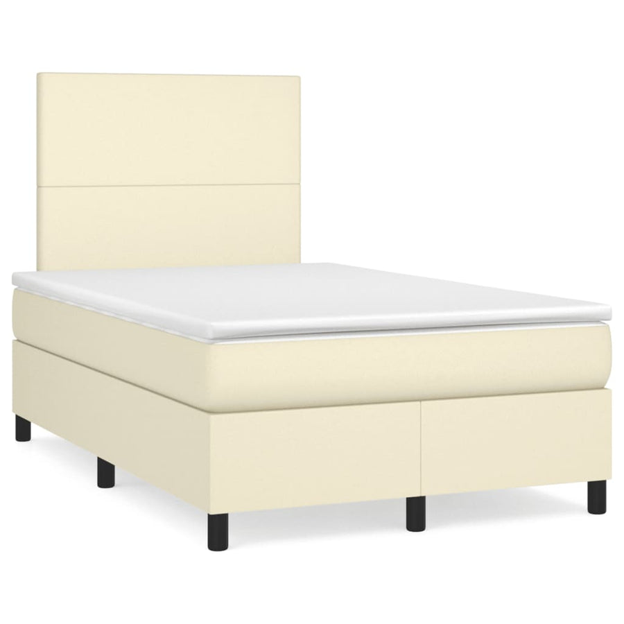Boxspring Met Matras Kunstleer Kleurig Crème 120 x 200 cm