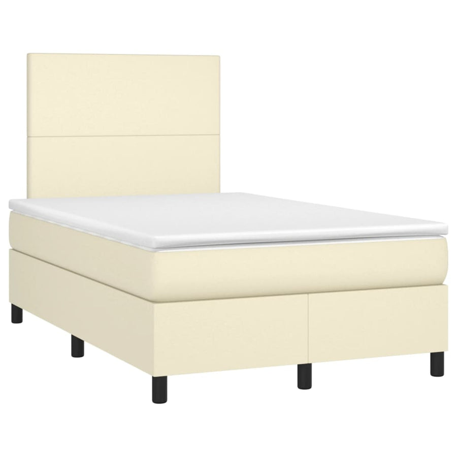 Boxspring Met Matras Kunstleer Kleurig Crème 120 x 200 cm