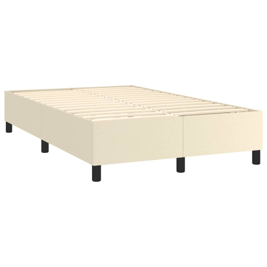 Boxspring Met Matras Kunstleer Kleurig Crème 120 x 200 cm