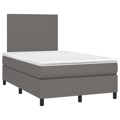 Boxspring Met Matras Kunstleer Grijs 120X200 Cm 120 x 200 cm Effen ontwerp