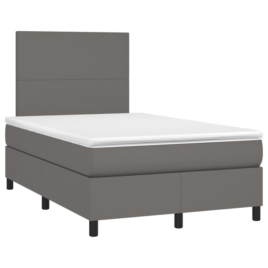 Boxspring Met Matras Kunstleer Grijs 120X200 Cm 120 x 200 cm Effen ontwerp