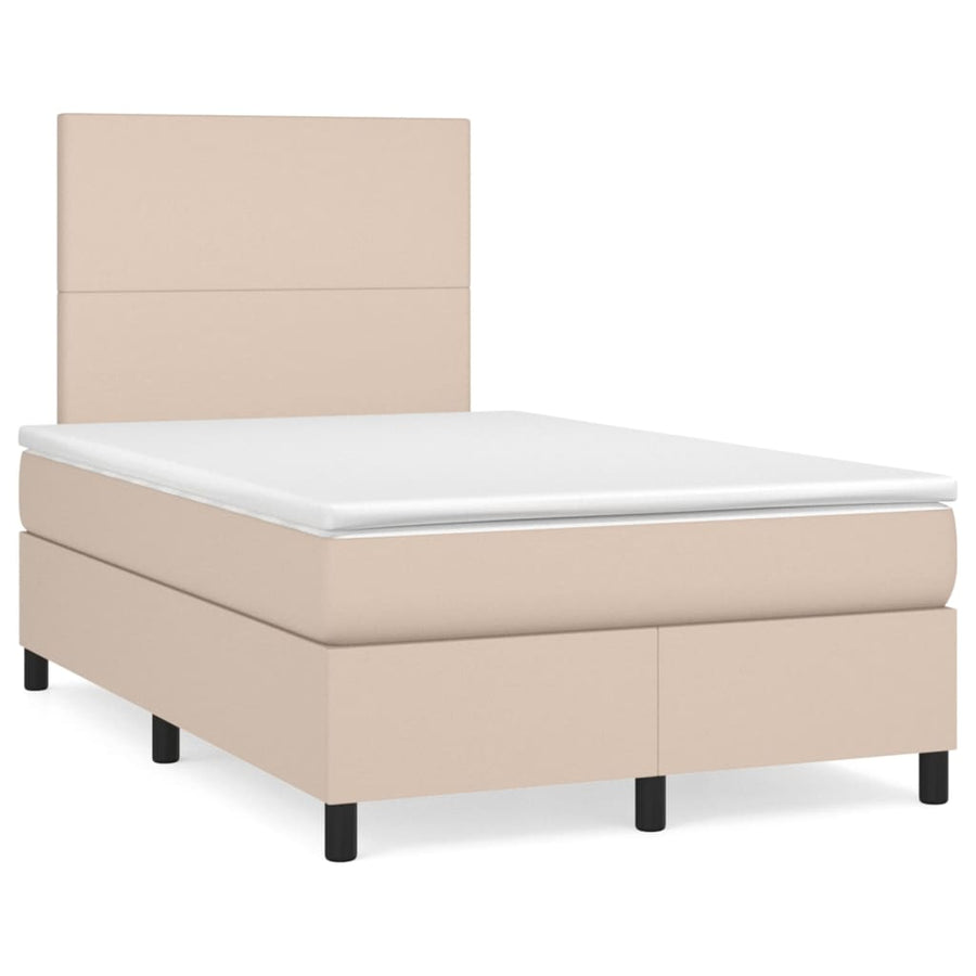 Boxspring Met Matras Kunstleer Kleurig 120 x 200 cm Cappuccino Effen ontwerp