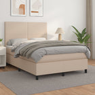 Boxspring met matras kunstleer cappuccinokleurig 140x190 cm 140 x 190 cm Effen ontwerp