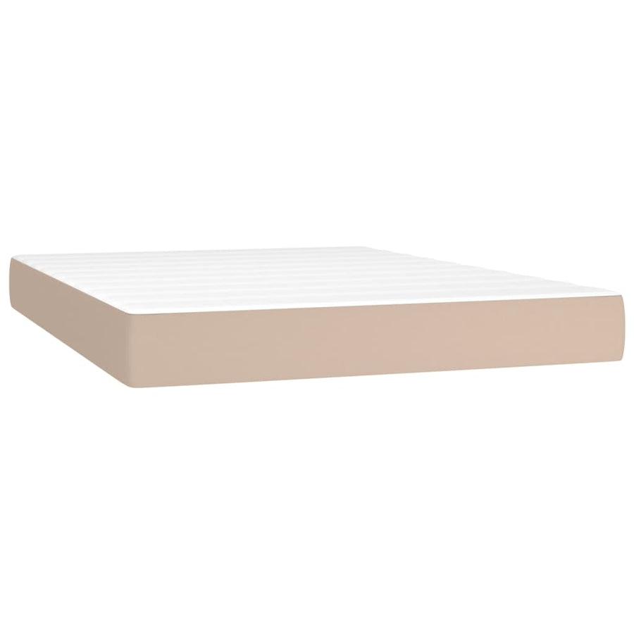 Boxspring met matras kunstleer cappuccinokleurig 140x200 cm 140 x 200 cm Effen ontwerp
