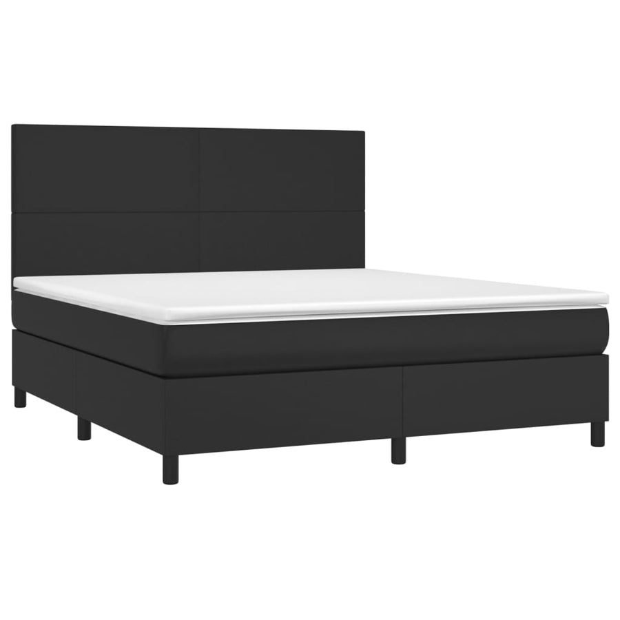 Boxspring Met Matras Kunstleer Zwart 160 x 200 cm Effen ontwerp