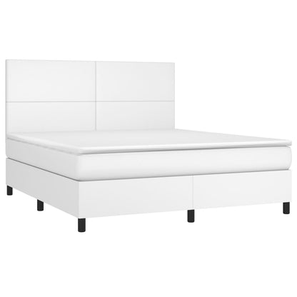 Boxspring Met Matras Kunstleer Wit 160 x 200 cm Effen ontwerp