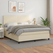 Boxspring met matras 160x200 cm crème kunstleer