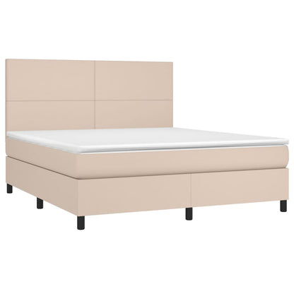 Boxspring met matras kunstleer cappuccinokleurig 160x200 cm