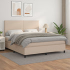 Boxspring met matras kunstleer cappuccinokleurig 160x200 cm 160 x 200 cm Cappuccino