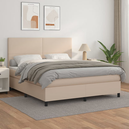 Boxspring met matras kunstleer cappuccinokleurig 160x200 cm