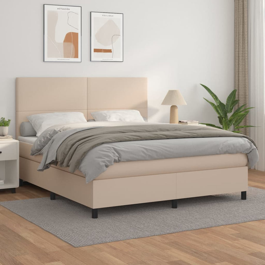 Boxspring met matras kunstleer cappuccinokleurig 160x200 cm