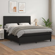 Boxspring met matras 180x200 cm zwart kunstleer