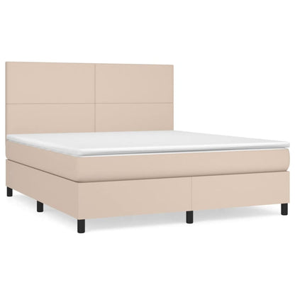 Boxspring met matras kunstleer cappuccinokleurig 180x200 cm