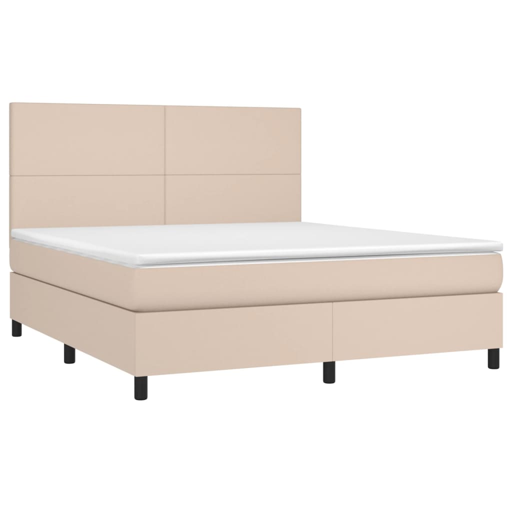 Boxspring met matras kunstleer cappuccinokleurig 180x200 cm