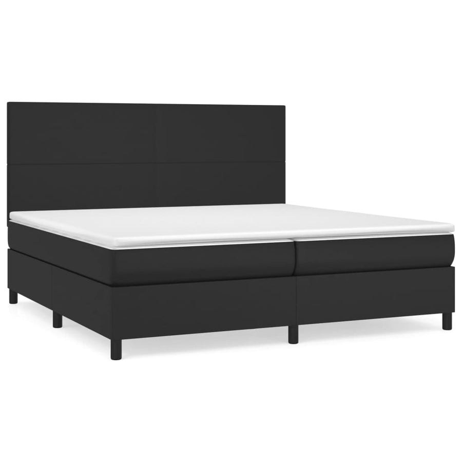 Boxspring Met Matras Kunstleer Zwart 200 x 200 cm Effen ontwerp