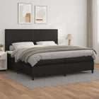 Box spring with mattress faux leather black 200x200 cm