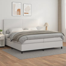 Boxspring Met Matras Kunstleer Wit 200 x 200 cm Effen ontwerp